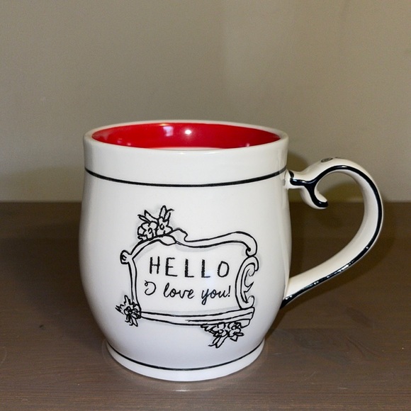 Anthropologie Katie Mandy “Hello I Love You” Red and White Ceramic Mug - Picture 2 of 8